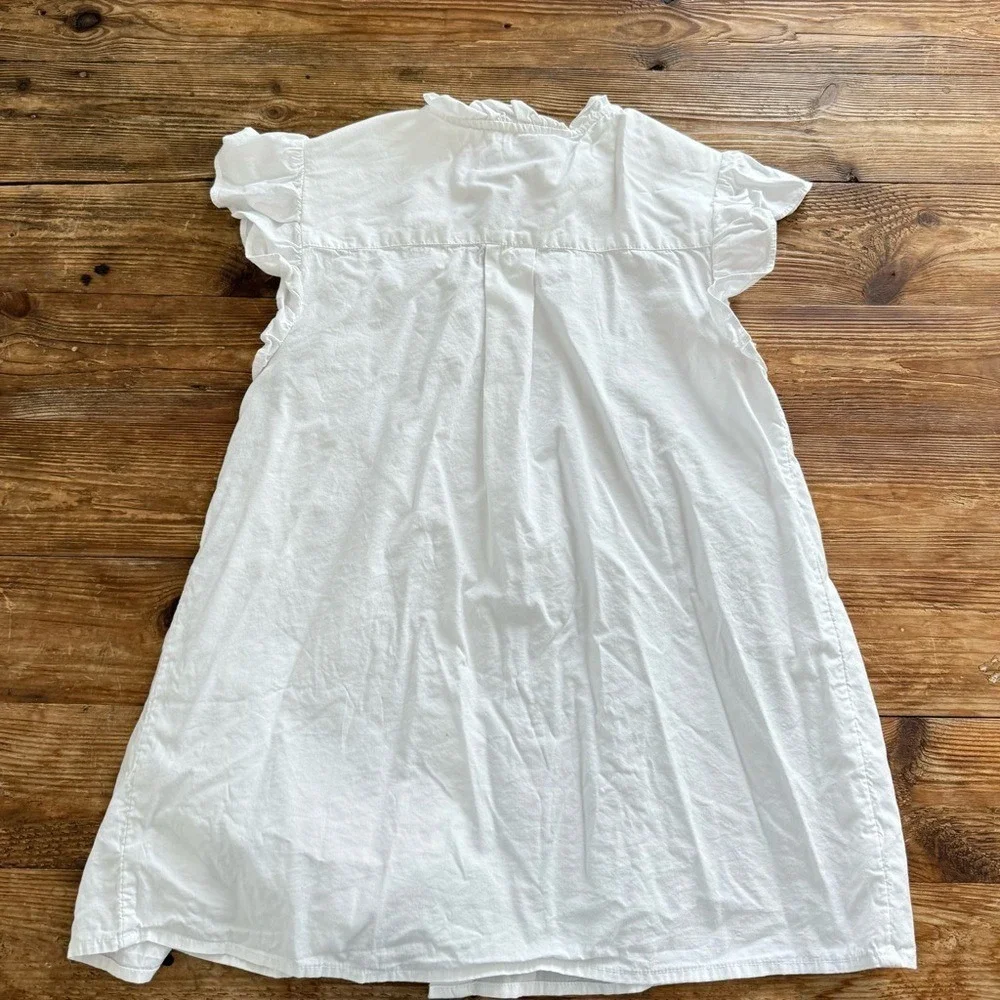 White Ruffle Sleeve Button-Front Blouse - Picture 7 of 11